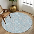 thumbnail image 2 of Round Rug 5Ft Washable Non-Slip, Gray Blue Dandelion Circle Area Rugs for Living Room Bedroom, Spring Flowers Modern Minimalist Indoor Floor Mats Carpet Runner for Home Decor Aesthetic, 2 of 8