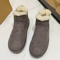 thumbnail image 2 of Xfvqtps Womens Snow Boots Suede Upper Slip on Stretch Plush Lining Solid Color Thickened Insulated Warm Flat Thick Bottom Round Toe Soft Sole Comfortable Non Slip Winter Short Boots Gray, 2 of 6