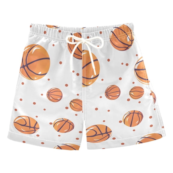 joogoo Boys Swim Trunks Basketball and Polka Dots Beach Board Shorts Drawstring Swimsuit 4T