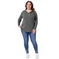 thumbnail image 3 of DARING DIVA Women's Plus V Neck Button Fall Pullover Shirt Loose Blouse 2X Grey, 3 of 6