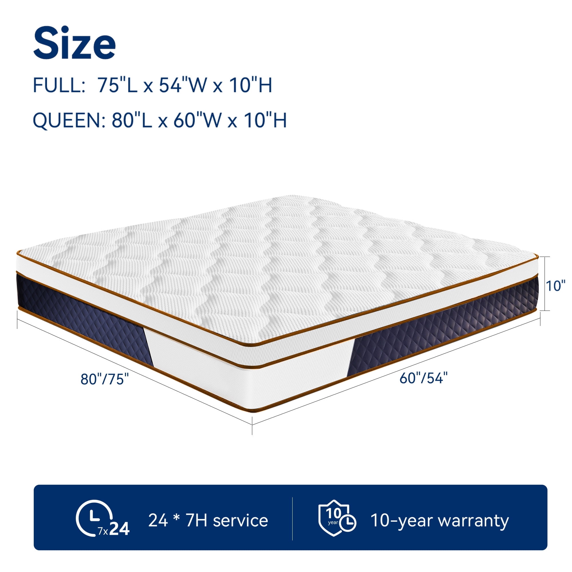 NIVROOT Twin XL Mattress 10 inch Individual Pocket Spring and Foam Hybrid Mattress