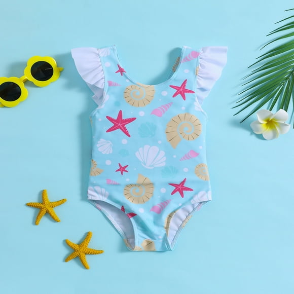 aDJFDGT Girls Swimsuit Size 12-14 Baby Unisex Autumn Print Sleeveless Romper Bodysuit Swimwear