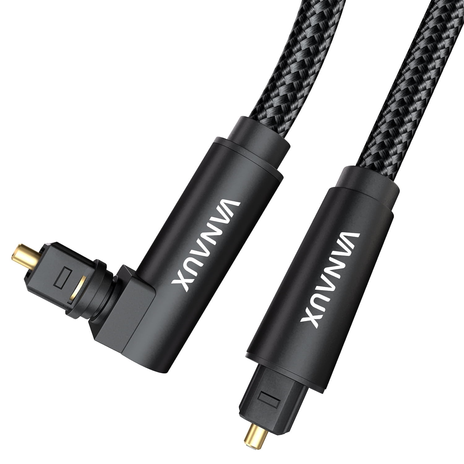 VANAUX 90 Degree Optical Audio Cable, Digital Toslink S/PDIF for Home Theater, Soundbar, TV, Xbox, PlayStation - 3.3ft