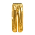 thumbnail image 6 of BLVB Girls Shiny Jogger Pants Kids Sparkly Streetwear Dance Outfits High Waist Pants 3-16 Years(Gold,11-12 Years), 6 of 7