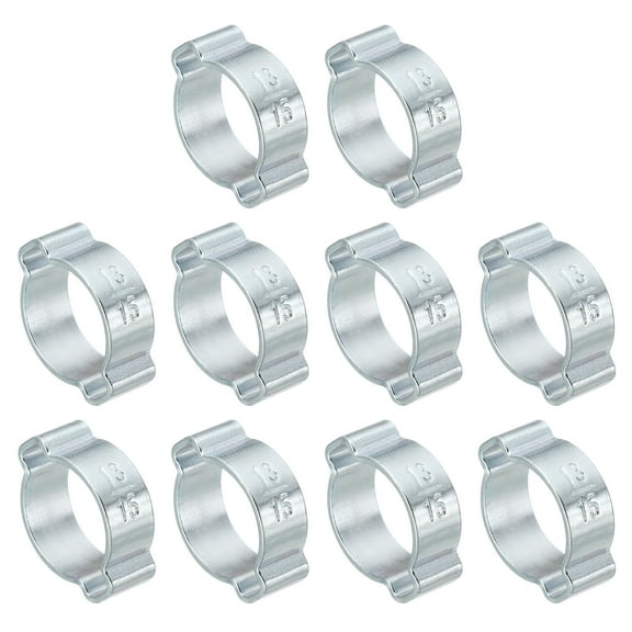 Uxcell 30 Pack 13-15mm Double Ear Hose Clamp, Galvanized Steel Crimp Rings