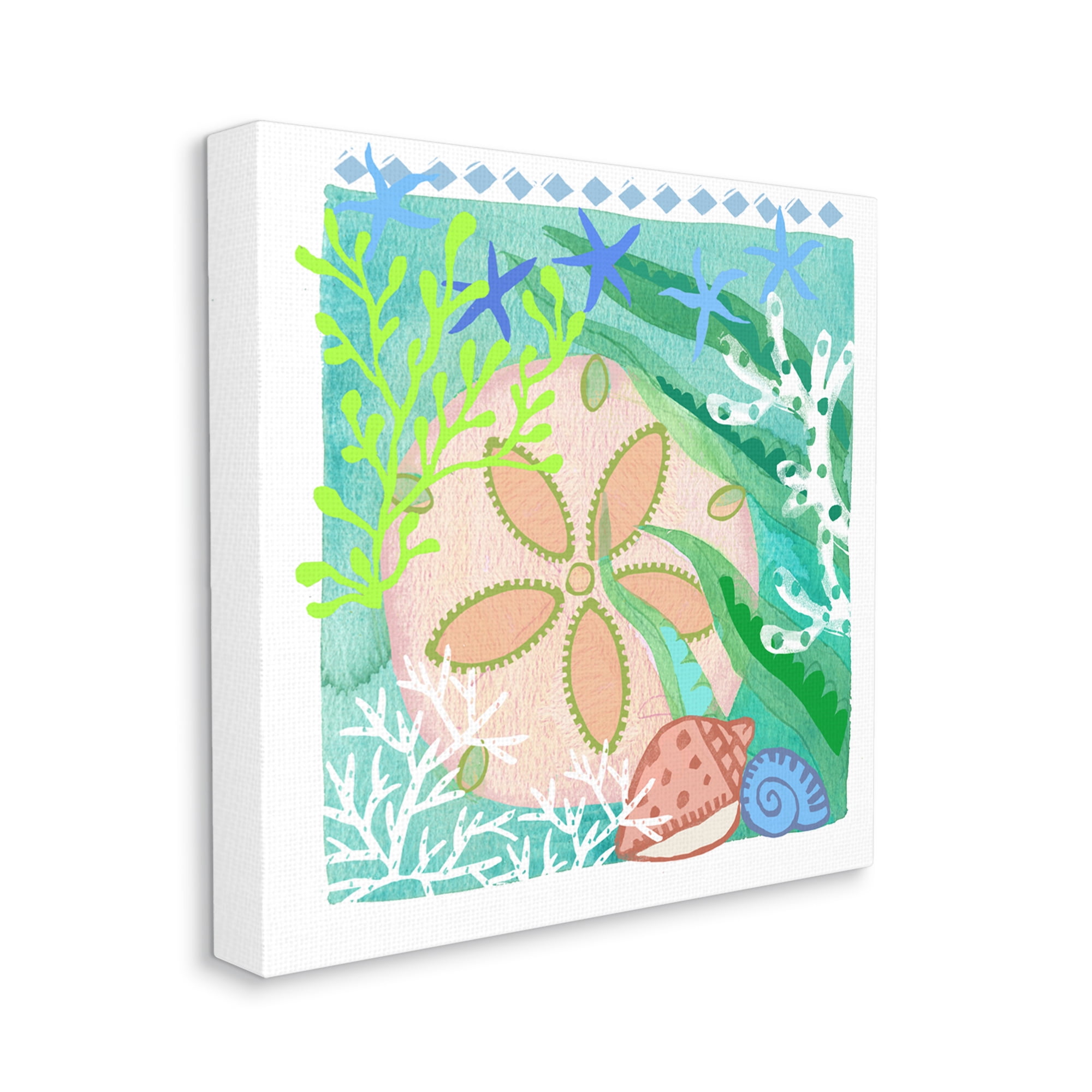 Stupell Industries Ocean Sand Dollar Collage Seashells Coral Pattern Graphic Art Gallery Wrapped Canvas Print Wall Art, Design by unknown