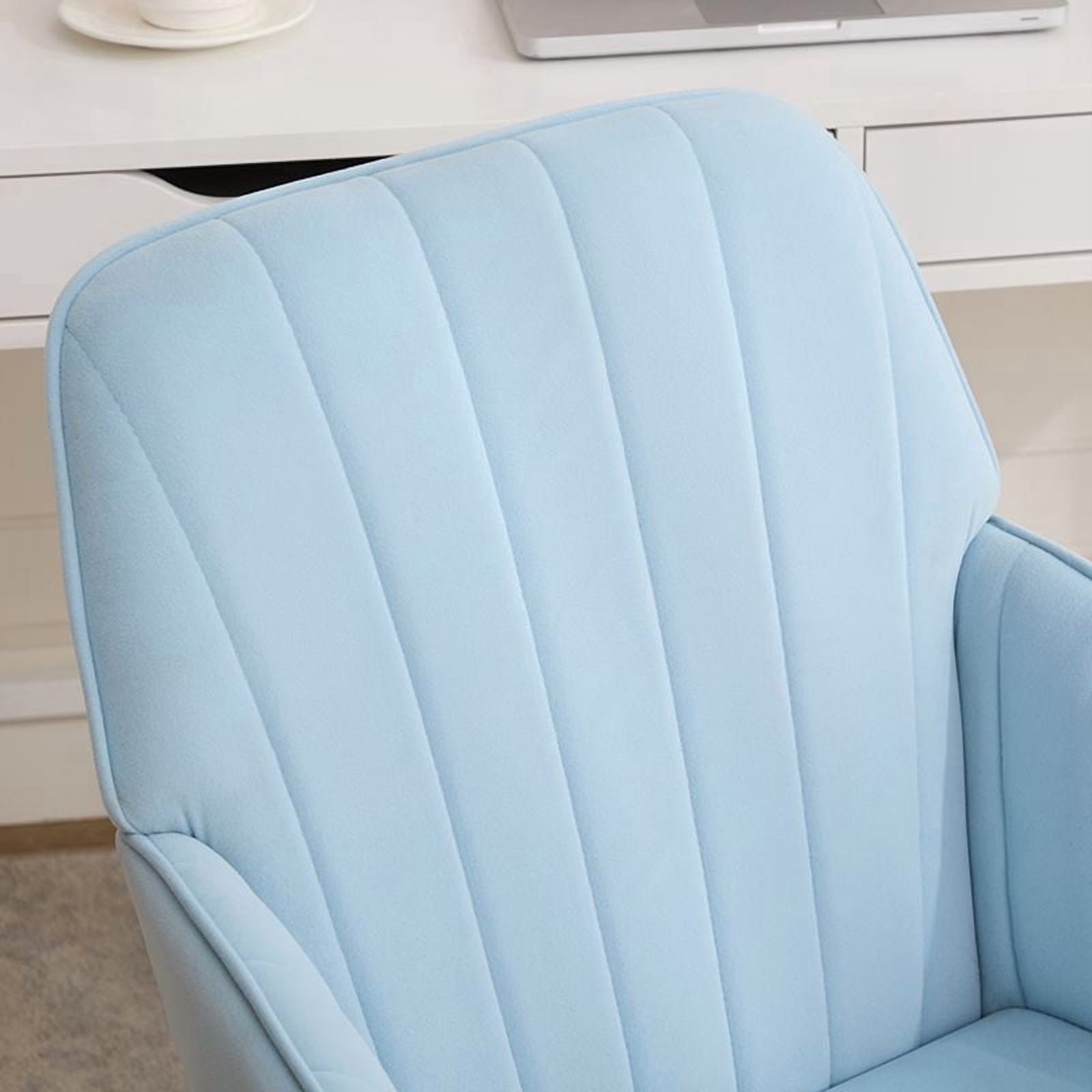 Baby Blue Velvet Ergonomic Office Chair - Adjustable Swivel Task Chair with Lumbar Support - Comfortable Home & Bedroom Desk Chair - Sturdy Silver Base - Ideal for Workspaces