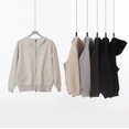 thumbnail image 2 of Autumn/Winter Heavyweight 500g Double-Headed Zipper High Neck Cardigan Jacket Solid Color Loose Casual Hoodie, 2 of 4