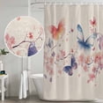 thumbnail image 4 of Colorful Butterfly Shower Curtain Set - 72" x 78" Washable Bathtub Curtain with 12 Hooks, Spring Summer Botanical Flowers Waterproof Fabric Stall Shower Curtains for Bathroom/Bathtub Décor, 4 of 6