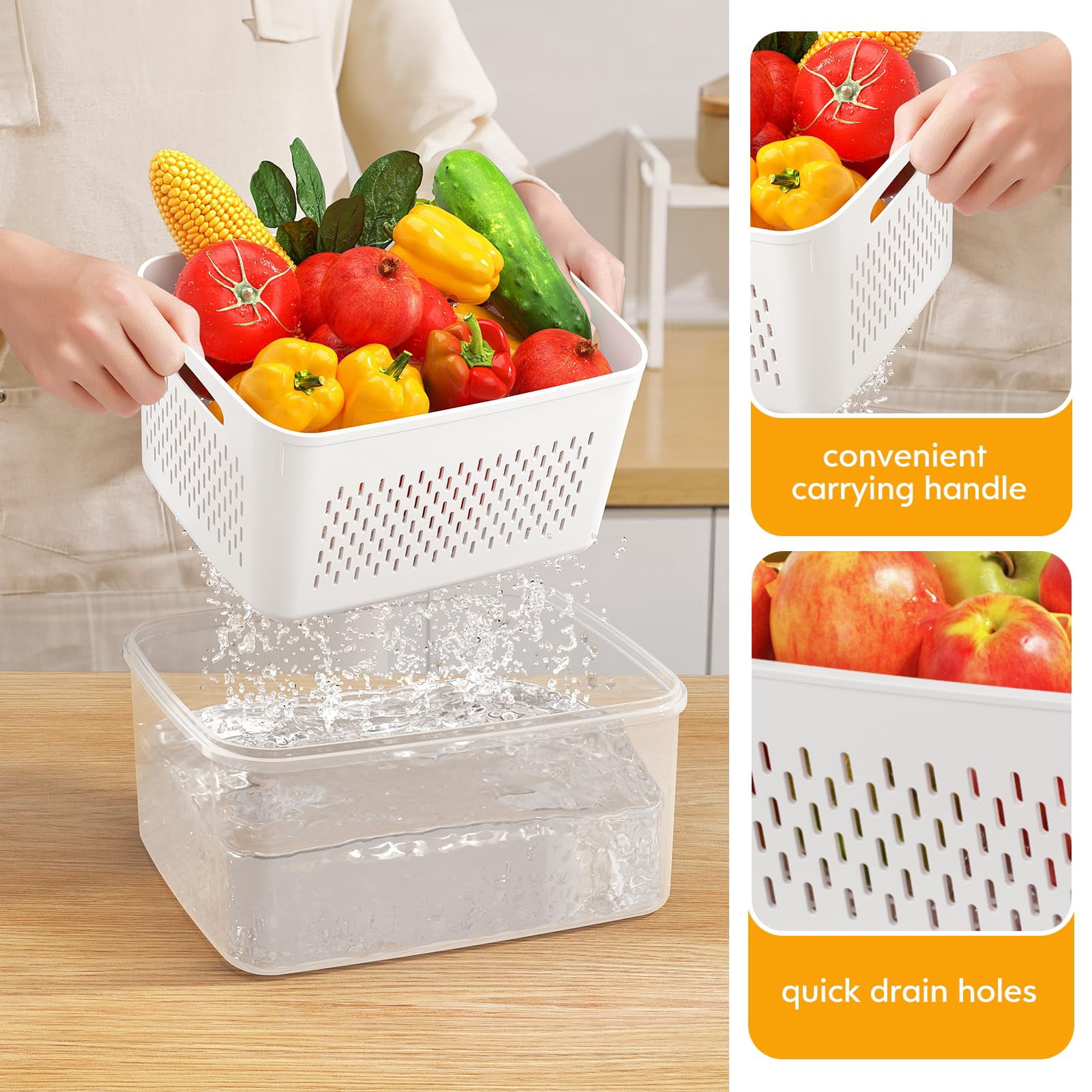 6 Fruit Storage Containers For Fridge With 6 Removable Colanders  Bpa Free Food Dishwasher & Microwave Safe Produce Keep Fruits Vegetables Berry Meat Fresh Longer