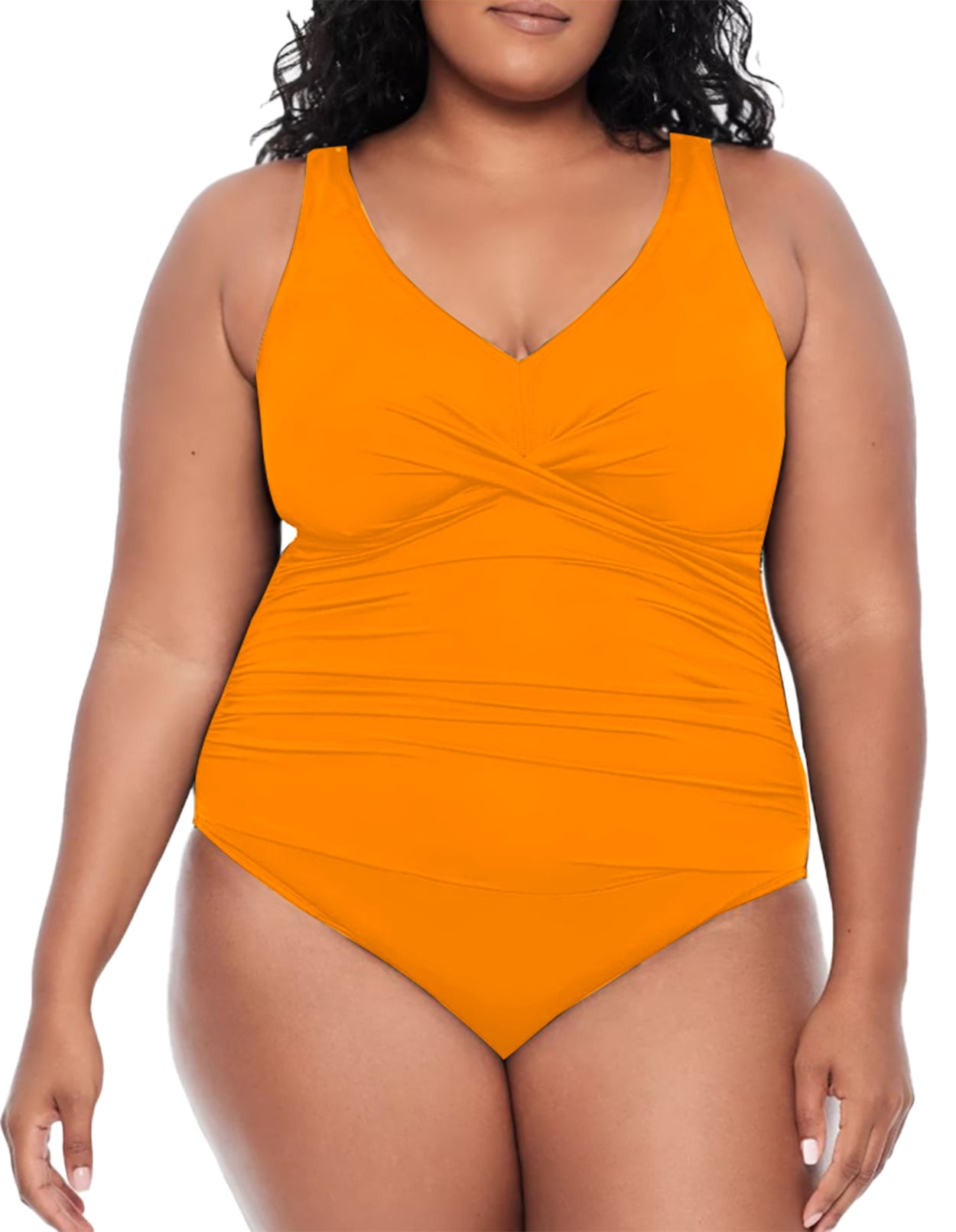 Pink Queen Plus Size One Piece Swimsuit for Women Ruched Tummy Control