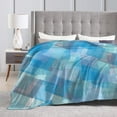 thumbnail image 4 of Mosaic Blue Watercolor Pattern Throw Blanket,Super Soft Anti-Pilling Flannel Bed Blankets, 40"x30", 4 of 8