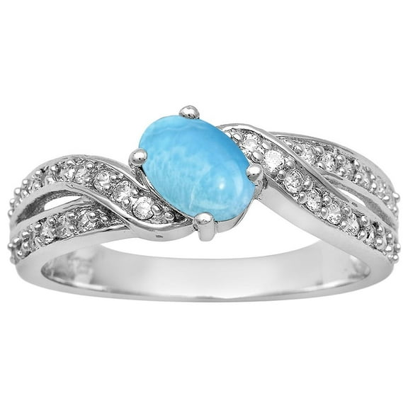 Mooneye Cluster 6X4 mm Oval Natural Larimar 925 Sterling Silver Mother's Day Gift Ring
