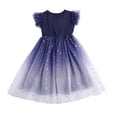 thumbnail image 3 of Vestido de verano para niñas, estilo cielo estrellado, degradado, manga corta, vestido de princesa, vestido de velo de ponte, falda para niñas, 3 of 5