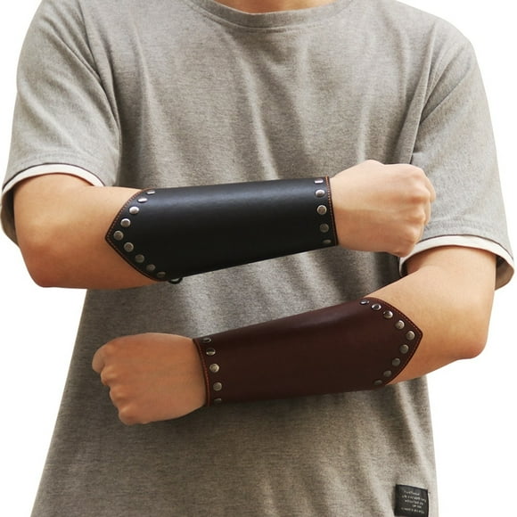 Medieval Bracers Steampunk PU Leather Wristband Bracer Rivet Arm Cuff Cosplay Props Riding Bike Bracers