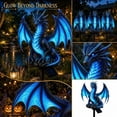 thumbnail image 4 of Outdoor Solar LED Dragon Statue Lamp, Translucent Luminous Blue Wing Gothic Dragon Ground Stake, Resin Yard Decor for Halloween Fall Party Lawn Garden Walkway Graveyard Arrangement, 4 of 7