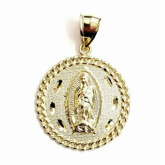 10k yellow gold round virgin Guadalupe Pendant fine religious jewelry 0.97" 3.7g