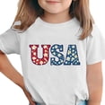 thumbnail image 3 of Afuyipoi Girls Graphic T-Shirt （for 3-15） Short Sleeve Independence Day Celebration Crew Neck Patriotic Tops Tee for Boys White Size 12, 3 of 6
