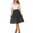 thumbnail image 2 of INSPIRE CHIC Women's A-Line Midi Skirt Floral Print Chiffon Vintage 2024 Summer Skirts L Navy Blue, 2 of 6