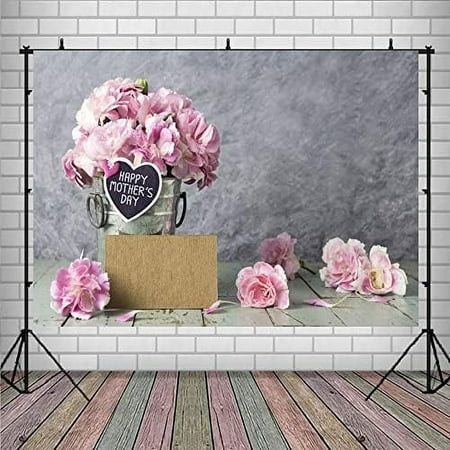 Image of Happy Mother s Day Backdrop Sweet Pink Carnation Floral Wood Floor Love Mom Background Mama s Day Gratitude Theme Party Decorations Portrait Photo Studio Props 5x3ft