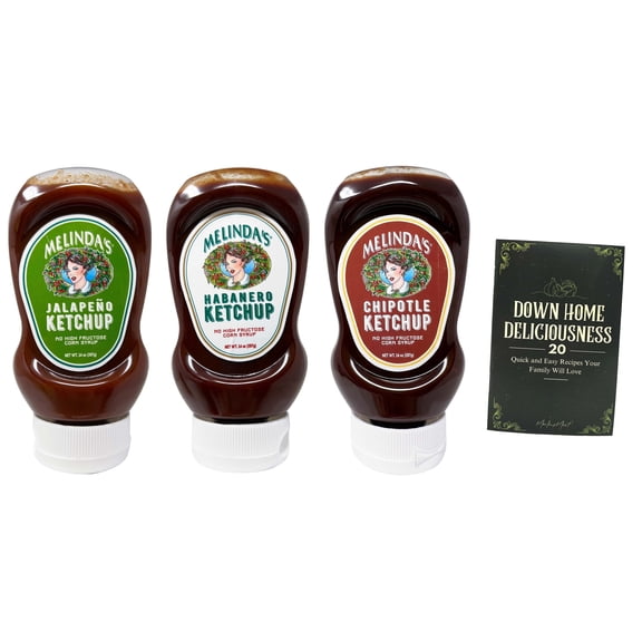 Spicy Ketchup - 3 Flavors (1) Each: Jalapeño, Habanero, Chipotle (14 oz.) - Melinda's | MerlinsMart Zine