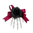 AQJW Halloween Hair Pin Skeleton Hand Frame Artificial Rose Flower Bow