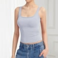 thumbnail image 2 of Women's Camisole Tank Tops Solid Color Square Neck Double Lined Summer Casual Basic Slim Fit Top Shirt Clothes, 2 of 4
