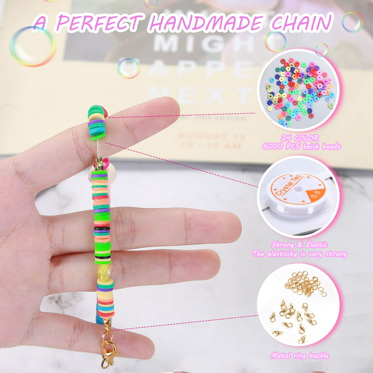 4800Pcs Clay Heishi Beads Flat Round Beads Kit for Bracelets