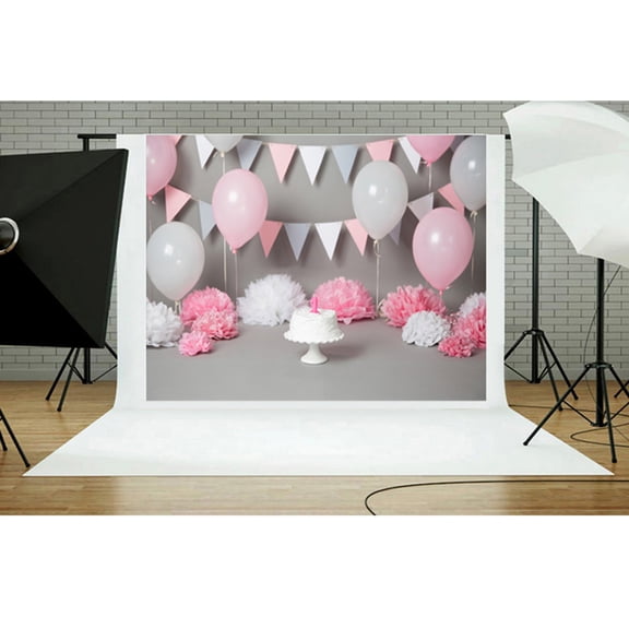 YUYUETIME Multi-colored 3D Design First Birthday Backdrop for Photography 1 Piece 90x59in