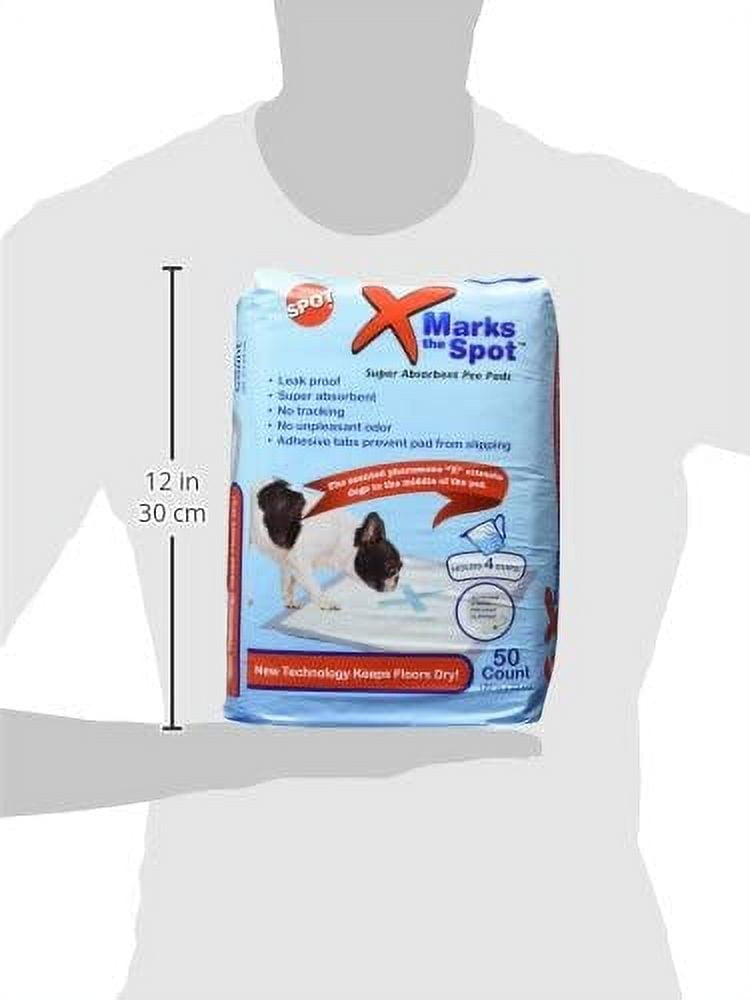 SPOT X Marks The Super Absorbent Pee Pads | Puppy Pads | Puppy Pads with Adhesive | Training Pads | Dog Pads | Dog Pee Pads | Dog Potty Pads | Adhesive Strips | 22"X22" | 50 CT