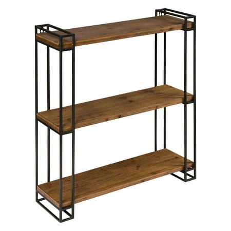 Kate And Laurel Lintz Wood Metal Floating Wall Shelves Com