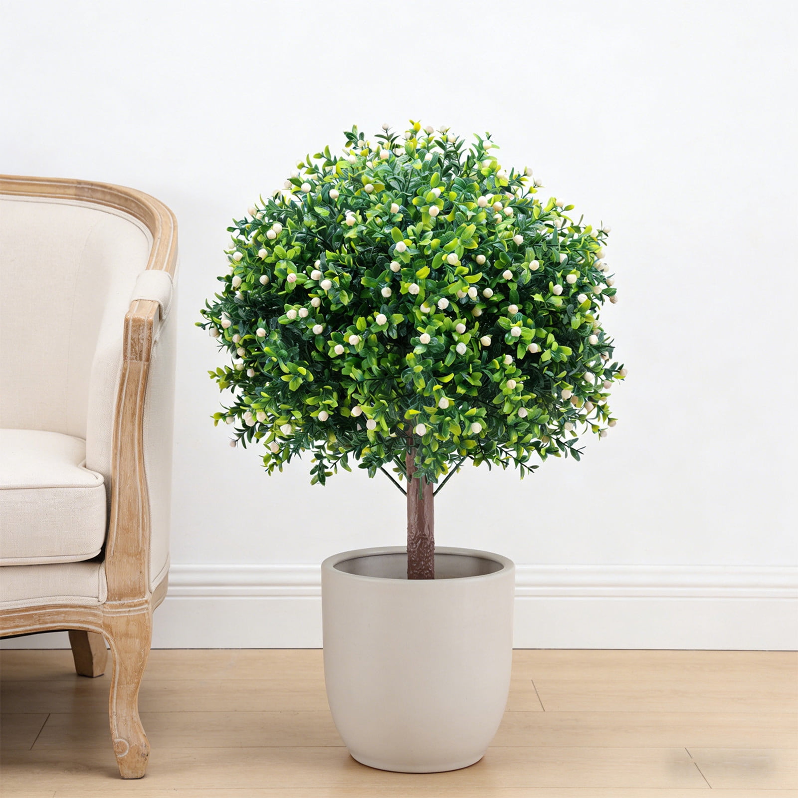 Artificial Boxwood Tree Outdoor Plant Fake Shrub Easy Install No Maintenance Realistic Design, Decorative Faux Plant for Garden Porch Patio Yard Landscaping Home Decor Outdoor Use
