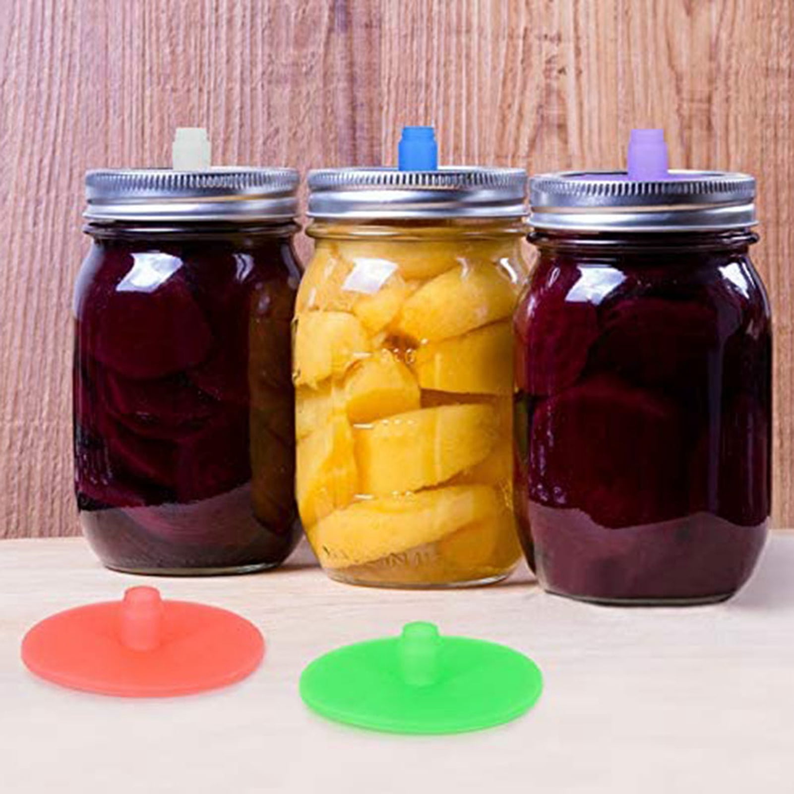 Fermenting Lid, 5Pcs Silicone Waterless Fermenting Airlock Lids Covers for Wide Mouth Mason Jar