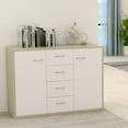 thumbnail image 1 of Sideboard Cabinet Inlife Storage Cabinet 4 Drawer 2 Doors White and Sonoma Oak 34.6"x11.8"x25.6" Chipboard, 1 of 6