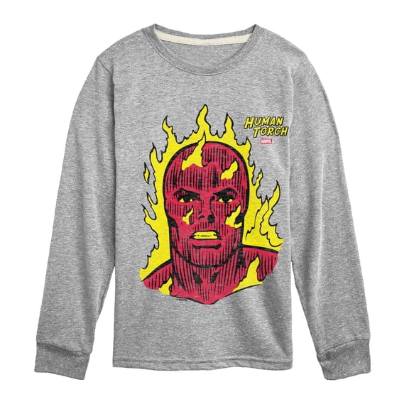 Fantastic Four - Human Torch Portrait - Youth Boys Long Sleeve Graphic T-Shirt