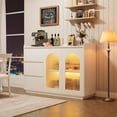 thumbnail image 2 of Sideboard Buffet Cabinet with  LED Light Modern Acrylic Glass Storage Sideboard with Adjustable Shelves for Kitchen Dining Room Living Room, 2 of 7