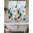 thumbnail image 4 of Teal Tulip Butterfly Living Room Curtains 2 Panel, Beige Turquoise Floral Blue Coastal Cafe Window Treatment, Extra Long Farmhouse Bedroom Bathroom Kitchen Curtains Drapes 104"x72", 4 of 6