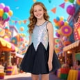 thumbnail image 2 of Robes pour Filles Robe à Sequins pour Filles Robe Tutu Brillante Vêtements d'Anniversaire Sans Manches pour Enfants, 2 of 4