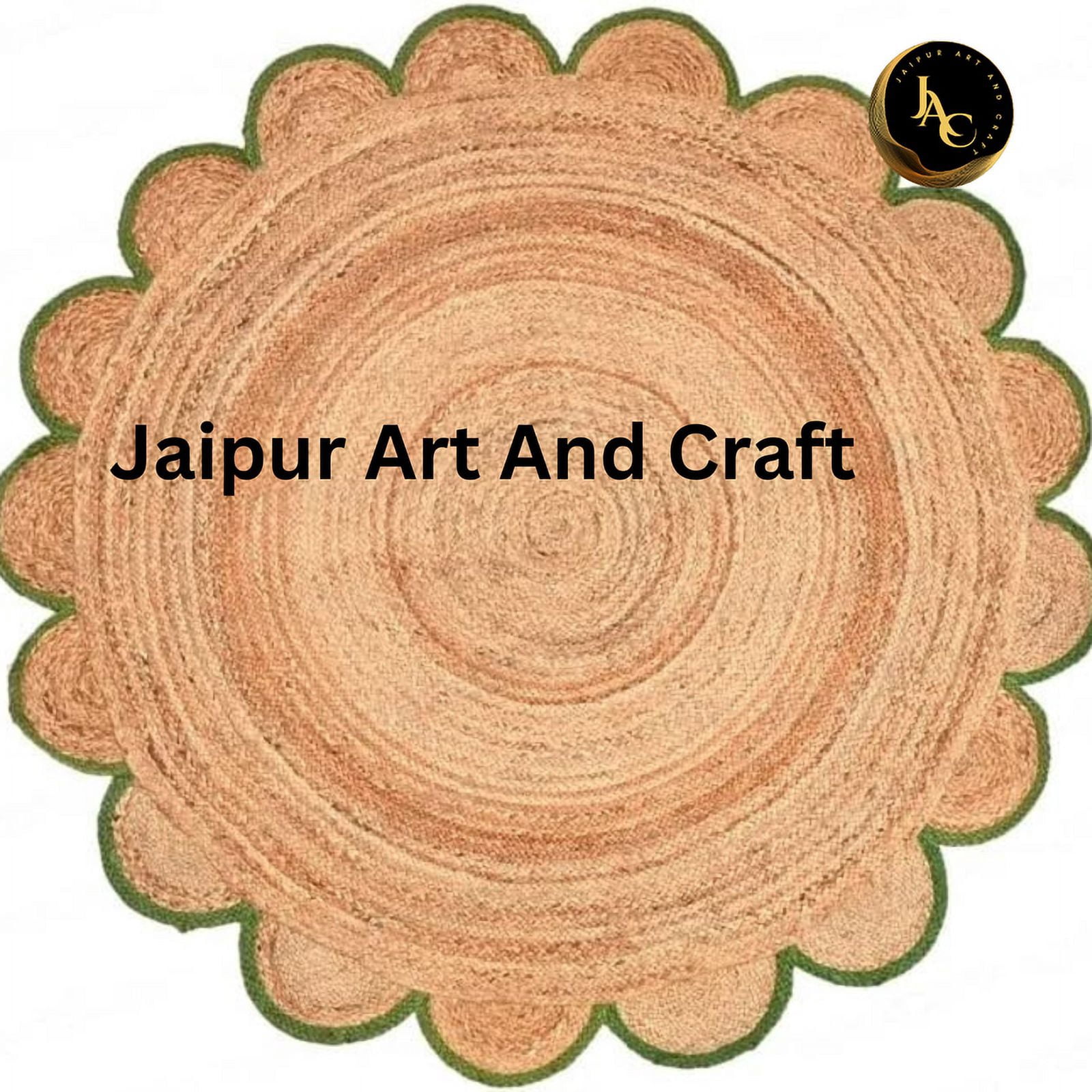 Jaipur Art And Craft Natural Round Jute Rug Indian Handmade Area Rug Bohemian Style Braided Carpet (7x7 Sq Ft)