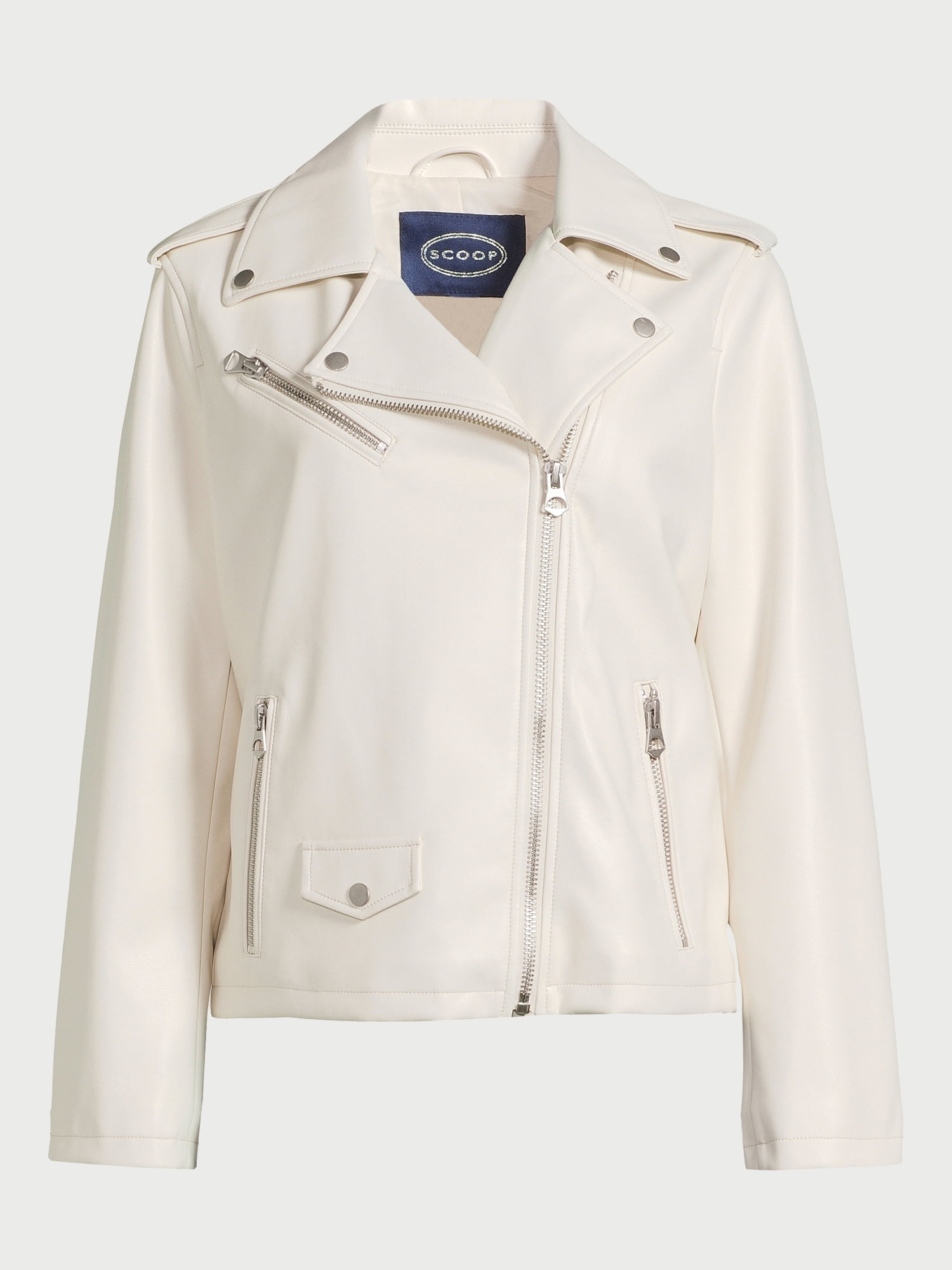 Scoop Women's Faux Leather Asymmetrical Zip Moto Jacket, Sizes XS-XXL