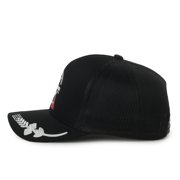 Pabst Blue Ribbon Logo Structured Trucker Hat, Black, Hops-Print Visor, Adjustable Snapback