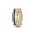 thumbnail image 3 of Mens Titanium 8mm Brushed Wedding Band Ring with Yellow Plating, 3 of 6