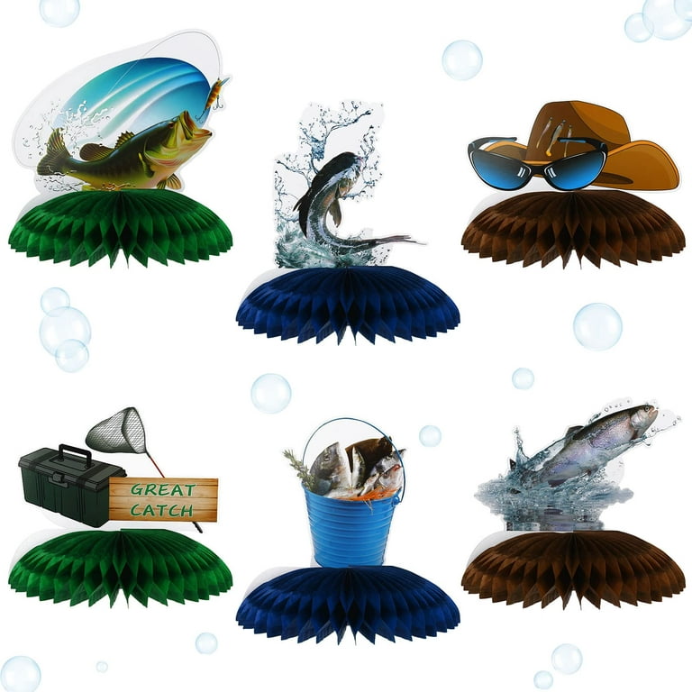 6 Pcs Gone Fishing Party Centerpiece Fishing Table Decor Fishing Birthday  Party Supplies Gone Fishing Honeycomb Centerpiece 3D Fishing Party