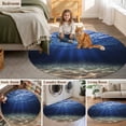 thumbnail image 5 of Navy Blue Ocean Waves Round Area Rug 8Ft Washable Large Circle Rugs for Living Room Dorm, Summer Beach Coastal Abstract Non-Slip Carpet Floor Mats Indoor Outdoor Carpet Runner Aesthetic Home Decor, 5 of 8
