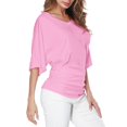 thumbnail image 2 of Plus Size Women's V Neck T Shirt: Batwing Sleeve, Loose Fit, Solid Color, Comfortable, 2 of 6