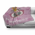 thumbnail image 2 of Feminine Soft Flannel Fleece Blanket, Smiling Happy Princess Cat Wearing Big Glasses Hearts on the Background Print, Cozy Plush for Indoor and Outdoor Use, 60" x 80", Yellow and Pink, by Ambesonne, 2 of 5