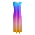thumbnail image 4 of B91xZ Robes Printemps Été pour Femmes Col Carré Sans Manches Ourlet à Volants Froncé, Violet G, 4 of 4