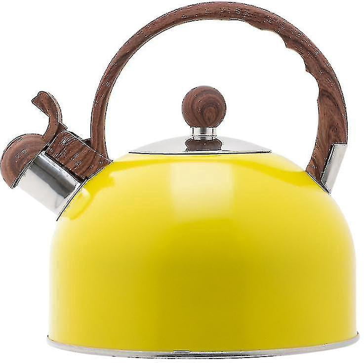 Tea Kettle Stovetop Whistling Teapot, Stainless Steel Yellow