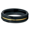thumbnail image 3 of Silly Kings Jewelry Tungsten Wedding Band Yellow Gold Tungsten Ring Black Brushed Tungsten Ring Grooved 6mm Comfort Fit, 3 of 4