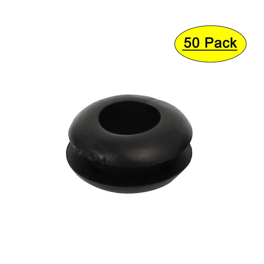 6mm Inner Dia Electrical Wire Cable Rubber Wiring Grommet Black 50pcs